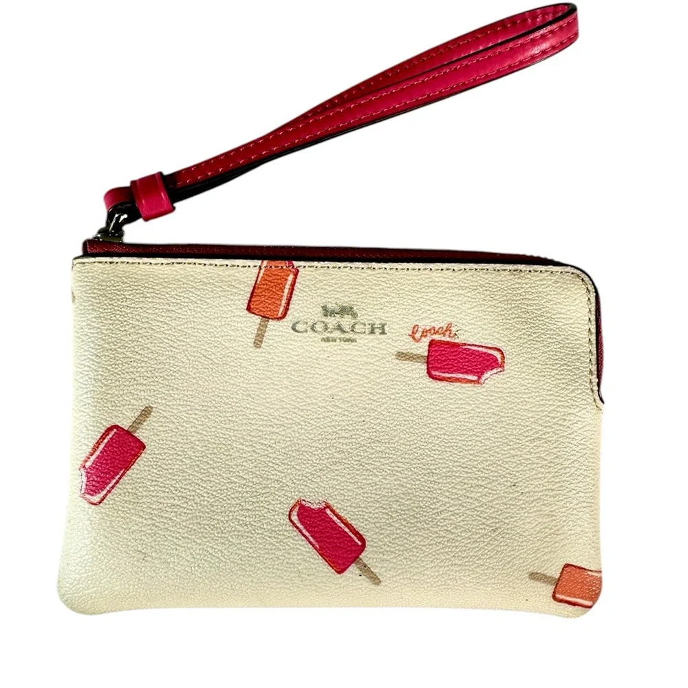 Coach Corner Zip Wristlet with Popsicle Print